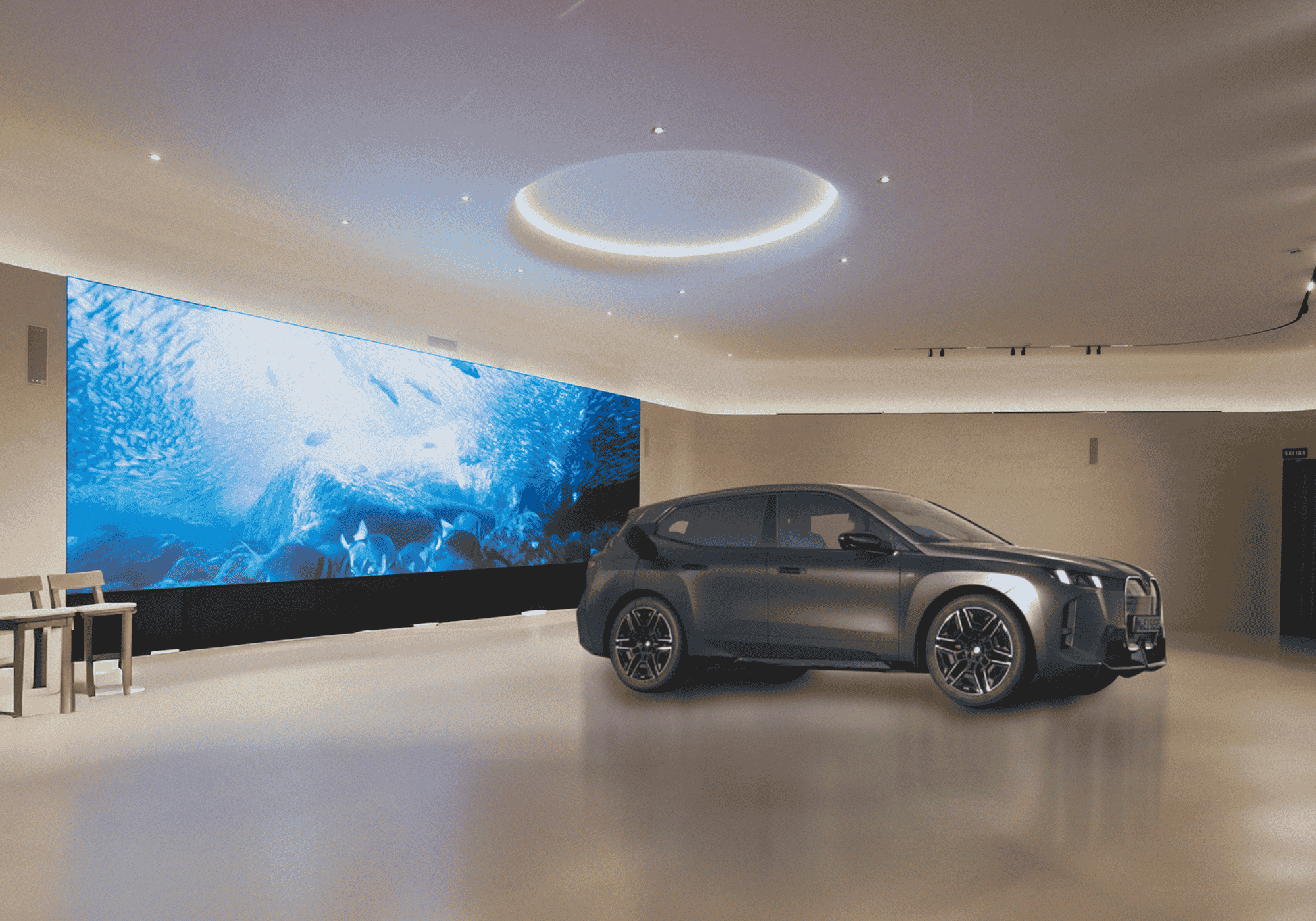 Display of a car at an automotive event